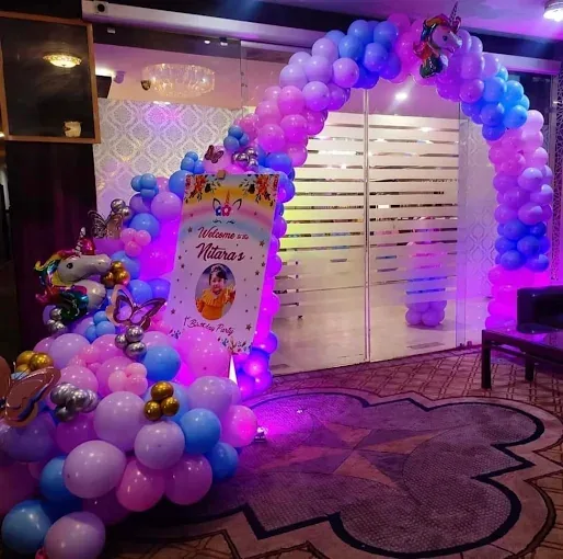 Birthday balloon entrance decoration by Shree Balaji Caterers