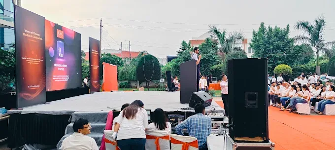 Outdoor stage and seating arrangement