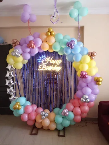 Birthday party decoration with balloons