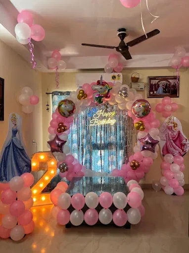Pink birthday balloon theme