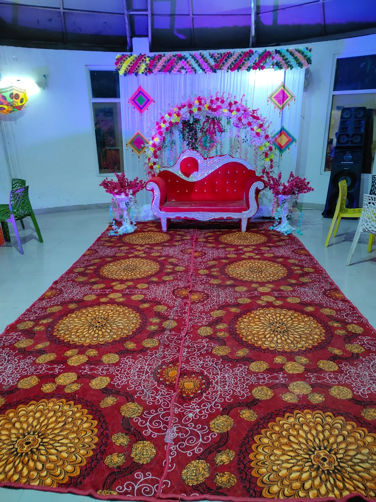 Traditional event stage decoration by Shree Balaji Caterers