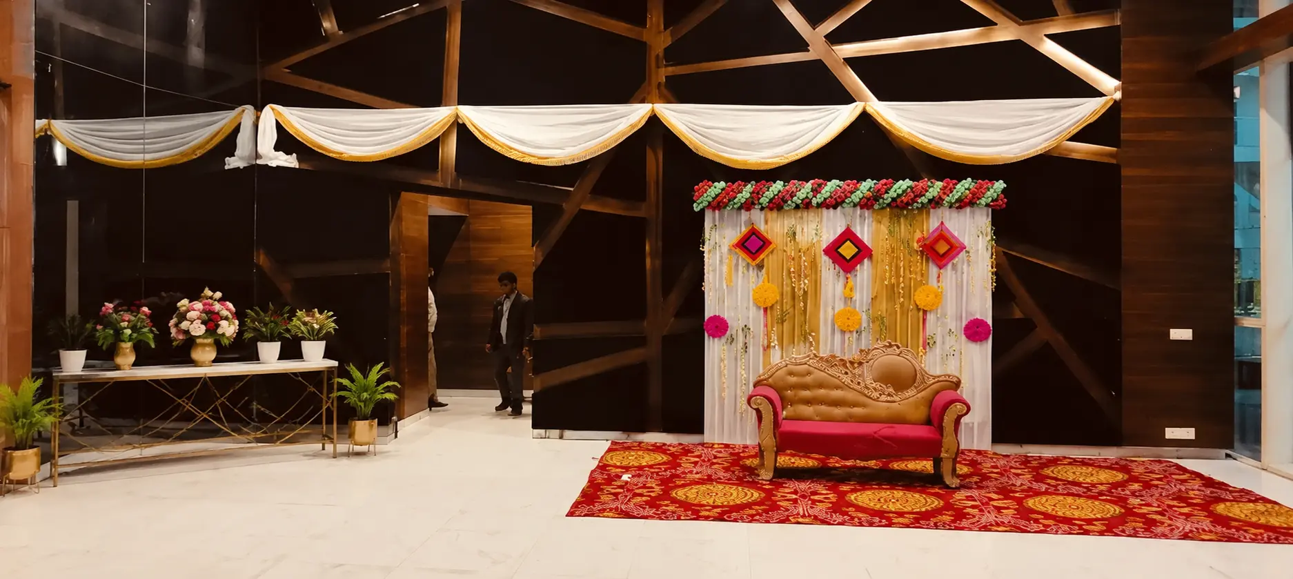 Wedding stage and tent decoration by Shree Balaji Caterers